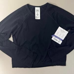 Athleta Girl power up midi top, size 8/10, black, NWT